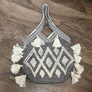 Twig & Arrow Boho Canvas Bag Beach Shopping Tote Bohemian Tassels